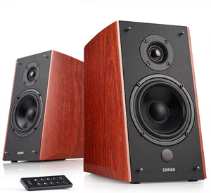 Edifier R2000DB Bluetooth Active Bookshelf Speaker System with Optical and Dual RCA Inputs for Multiple Audio Sources - Brown Wood [EU Plug]