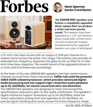 Edifier S880DB MKII Hi-Fi Bookshelf Speakers, 88W RMS, Walnut