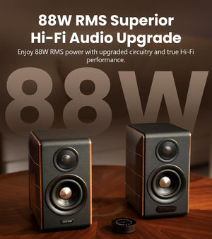 Edifier S880DB MKII Hi-Fi Bookshelf Speakers, 88W RMS, Walnut