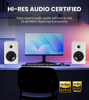 Edifier M90 Compact Bookshelf Speakers, Hi-Res Audio, LDAC, 100W RMS, White