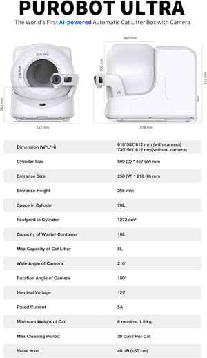 [Deal]PETKIT PUROBOT ULTRA Self Cleaning Cat Litter Tray with AI-Powered Camera