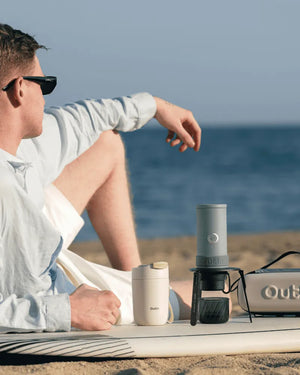 OutIn Mino Portable Electric Espresso Machine for Travel with Self-Heating Canyon Green